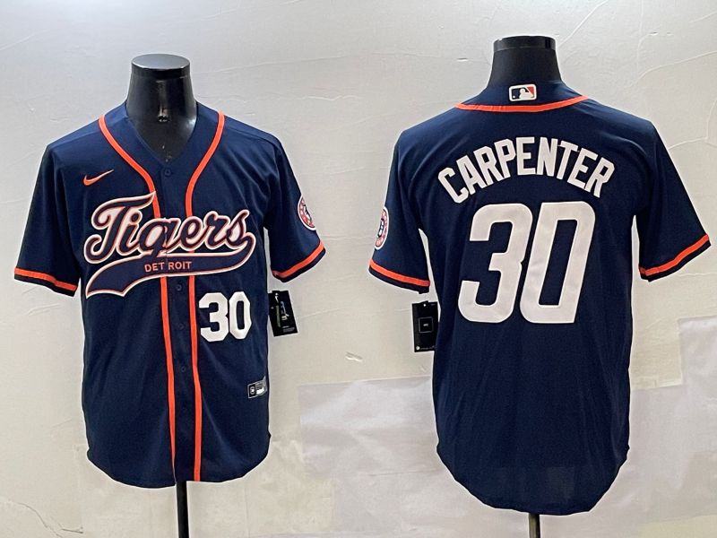 Men Detroit Tigers #30 Carpenter Blue Jointly Name 2025 Nike MLB Jersey style 2
